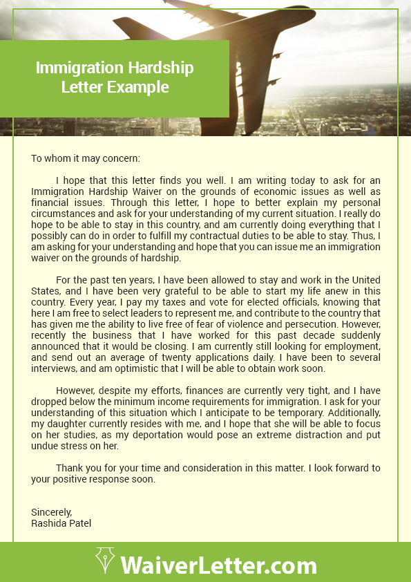 How To Write An Immigration Waiver Letter Free Samples